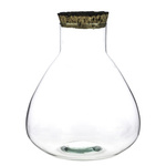 Glass vase W-378+bark cork stopper H:24cm D:23cm