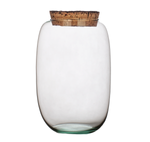 Glass jar vase W-599G+ bark cork H:25cm D:17cm