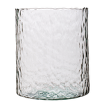 Glass cylinder vase hammered H:16cm D:14cm