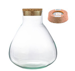 Glass vase W-378F+ LED light H:29cm D:25cm
