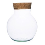 Glass ball vase W-487B + cork H:23cm D:22cm