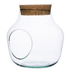 Glass jar vase W-456A+side hole+cork H:19cm D:19cm