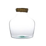 Glass vase W-492B+cork with bark cork H:30cm D:29cm