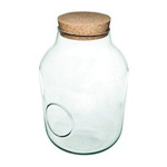 Glass jase W-456B+side hole+cork H:33cm D:23cm