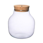 Glass vase W-456A+LED cork H:19cm D:19cm
