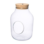 Glass jar vase with LED light W-456+side hole H:27cm D:19cm