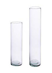 A set of glass cylinders H:20cm, D:5cm, H:28cm, D:5,5cm