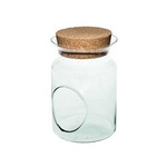 Glass jar vase W-332N+side hole+cork H:20cm D:14cm