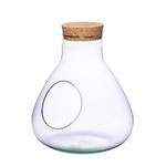 Glass vase W-378+side hole+cork H:24,5cm D:22,5cm