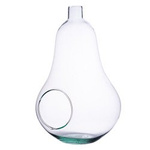 Glass vase pear+side hole H:35cm
