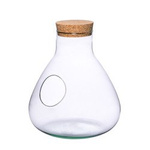 Glass vase W-378C+side hole+cork H:32cm D:29cm