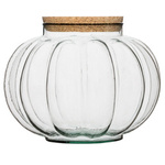 Glass pumpkin vase with cork lid  H:16,5cm D:23cm