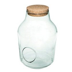 Glass jar vase W-474+side hole+cork H:32,5cm D:23cm