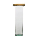 Square glass vase with cork KW-2 H:22 cm D:9,5 cm