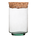 Glass jar vase W-797 coarse grained cork H:21,5cm D:13cm