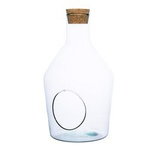Glass bottle vase W-545B+side hole+cork H:30,5cm D:18cm