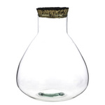 Glass vase W-378C+bark cork stopper H:32cm D:29cm