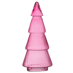 Glass christmas tree ribbed rose W-781A  H:35cm D:16cm
