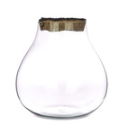 Glass vase W-594A + bark cork H:25cm D:22cm