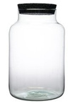 Glass jar vase W-395H+ rubber cork H:25cm D:17cm