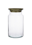 Glass jar vase W-332S2 with cork H:30cm D:16,5cm