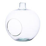 Glass vase apple+side hole H24cm