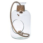 Glass terrarium W-467 side hole+cork+rope H:24,5cm D:14cm