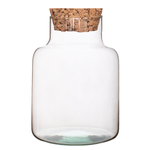 Glass jar vase W-395K2 +coarse-grained cork H:22cm D:14,5cm