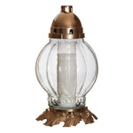 Glass vase grave candle UFO/W optic H:22cm D:30cm