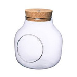 Glass vase W-456A+side hole+LED cork H:19cm D:19cm