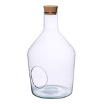 Glass bottle vase W-545+side hole+cork H:45cm D:25,5cm