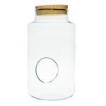 Glass jar vase W-395D+side hole+cork H:37cm D:19cm