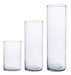 A set of glass cylinders 35x10, 25x9, 15x9cm