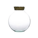 Glass ball vase W-487A+bark cork H:19,5cm D:19cm